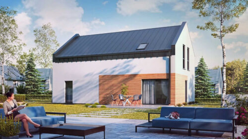 Dom modułowy z poddaszem użytkowym.